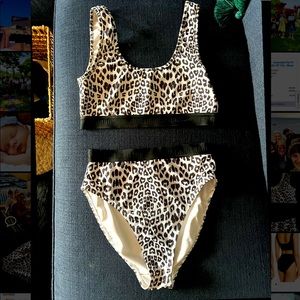 Beth Richards Kim High Waisted Bikini Bottoms and Bikini Top SNOW LEOPARD